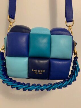 Kate Spade Boxxy Smooth Leather Crossbody Bag Blueberry Multi Colorblock